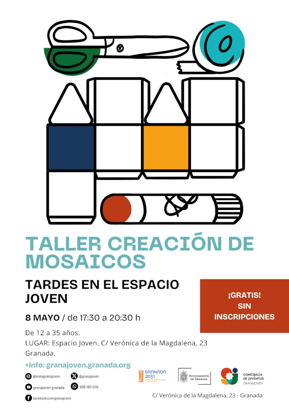 &copy;Ayto.Granada: Enredate: Tardes en el Espacio Joven. TALLER DE MOSAICOS